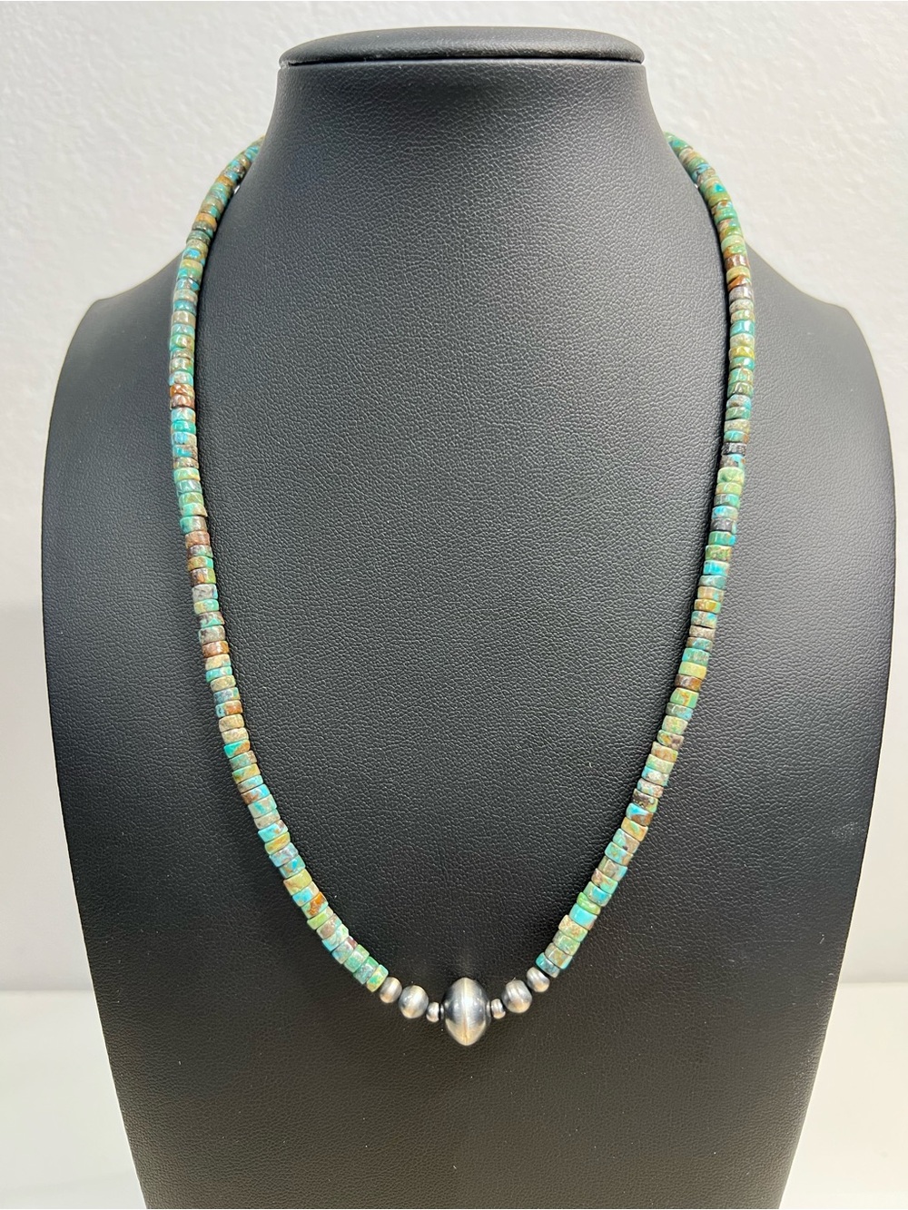 Turquoise Heishi & Sterling Silver Desert Pearl Necklace